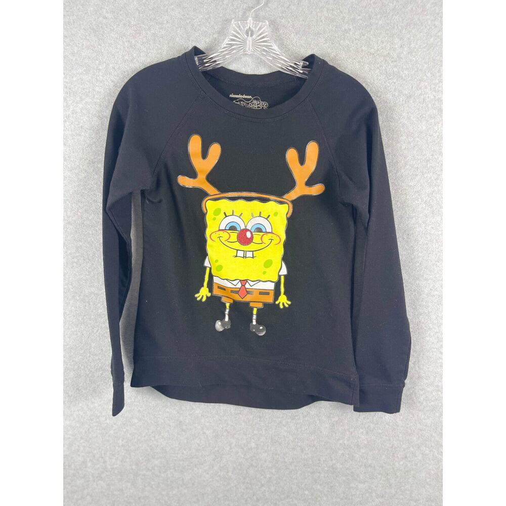 Nickelodeon Spongebob Square Pants‎ Christmas T Shirt Men's Size S Black
